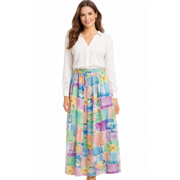 Alfred Dunner Dresses & Skirts - ALFRED DUNNER Women's Maxi Skirt Large Polyester Colorful Summer Business Casual